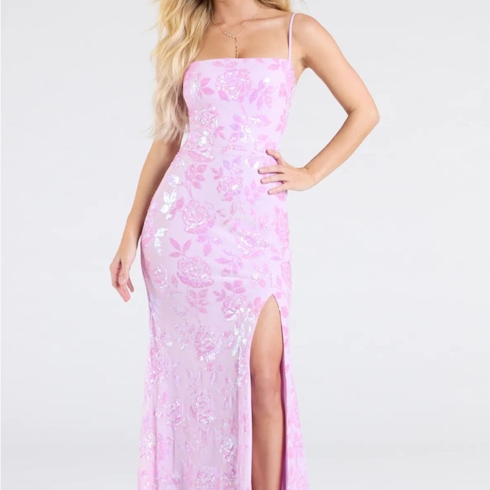 Windsor Sequin lavender Maxi Dress with Slit - Picture 5 of 7